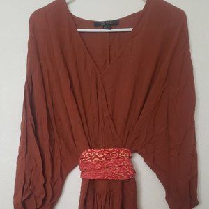 Cotton V dress with bell sleeves